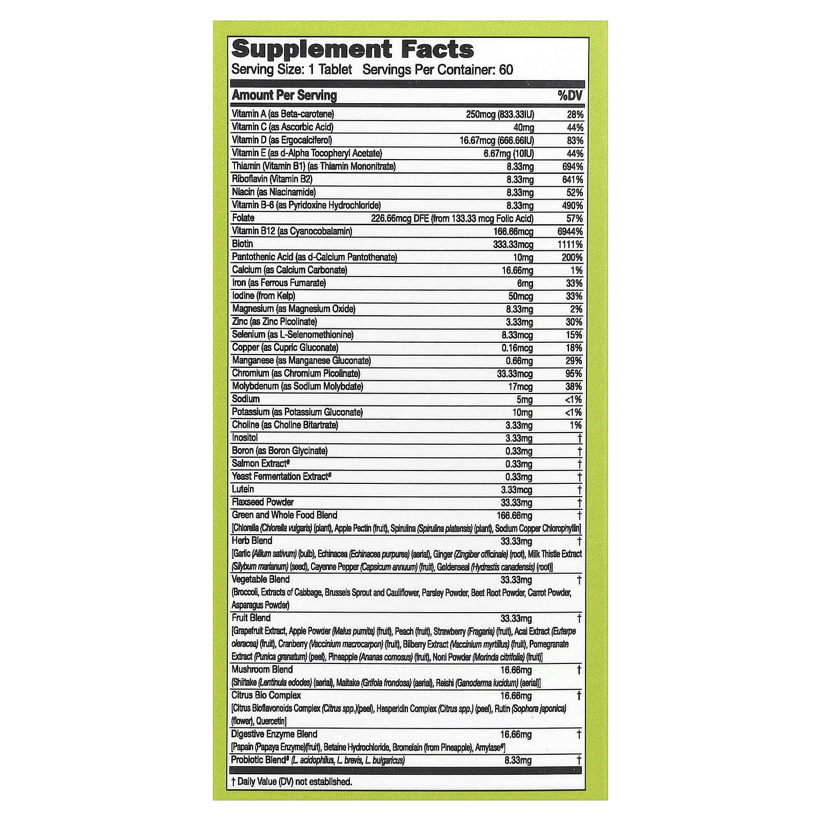 CATALO Plant-Based Multi-Vitamin with Minerals - 60 Tablets - Image 2
