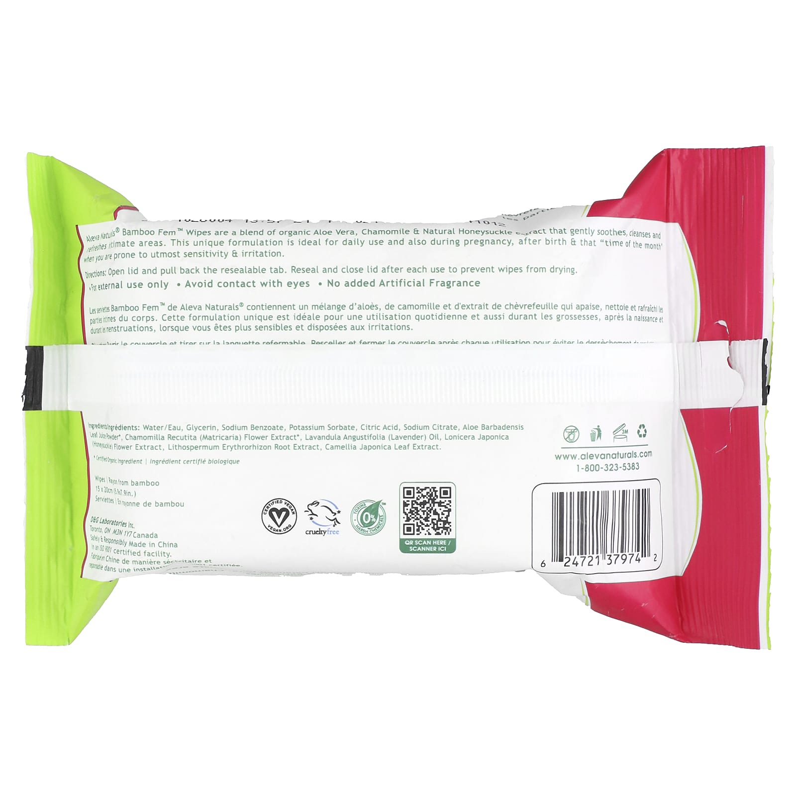 Bamboo Fem Wipes by Aleva Naturals - Gentle, pH Balanced Cleanser - Image 2