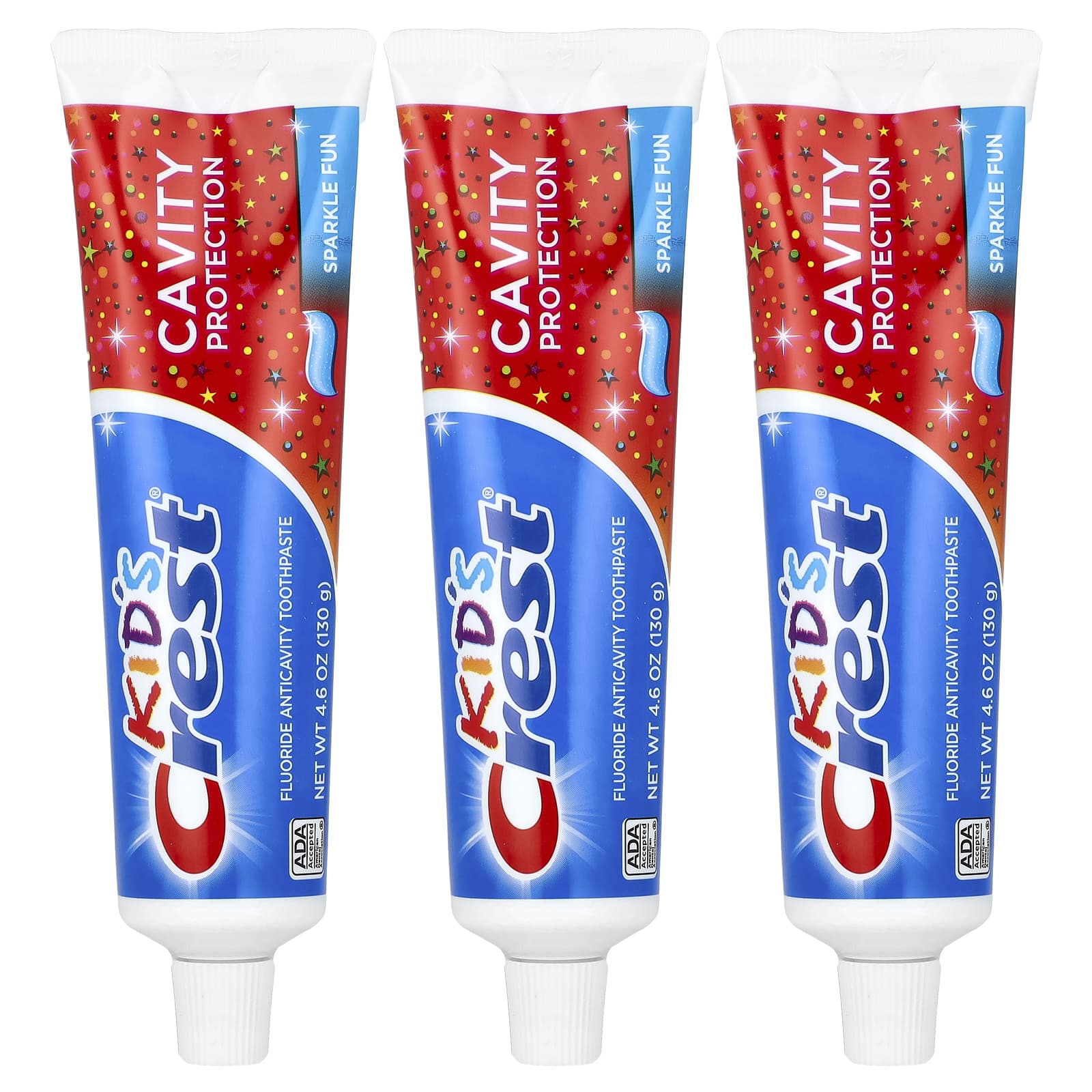 Crest Kids Cavity Protection Toothpaste 3-Pack, Sparkling Fun, 4.6 oz Each - Image 1