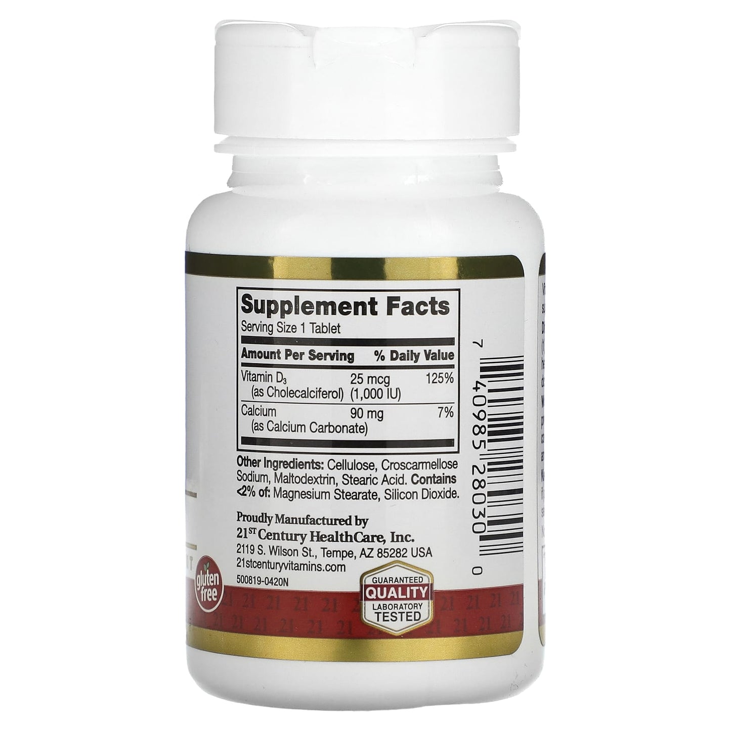 21st Century Vitamin D3 25 mcg (1,000 IU) 60 Tablets for Strong Bones & Immune Support - Image 2