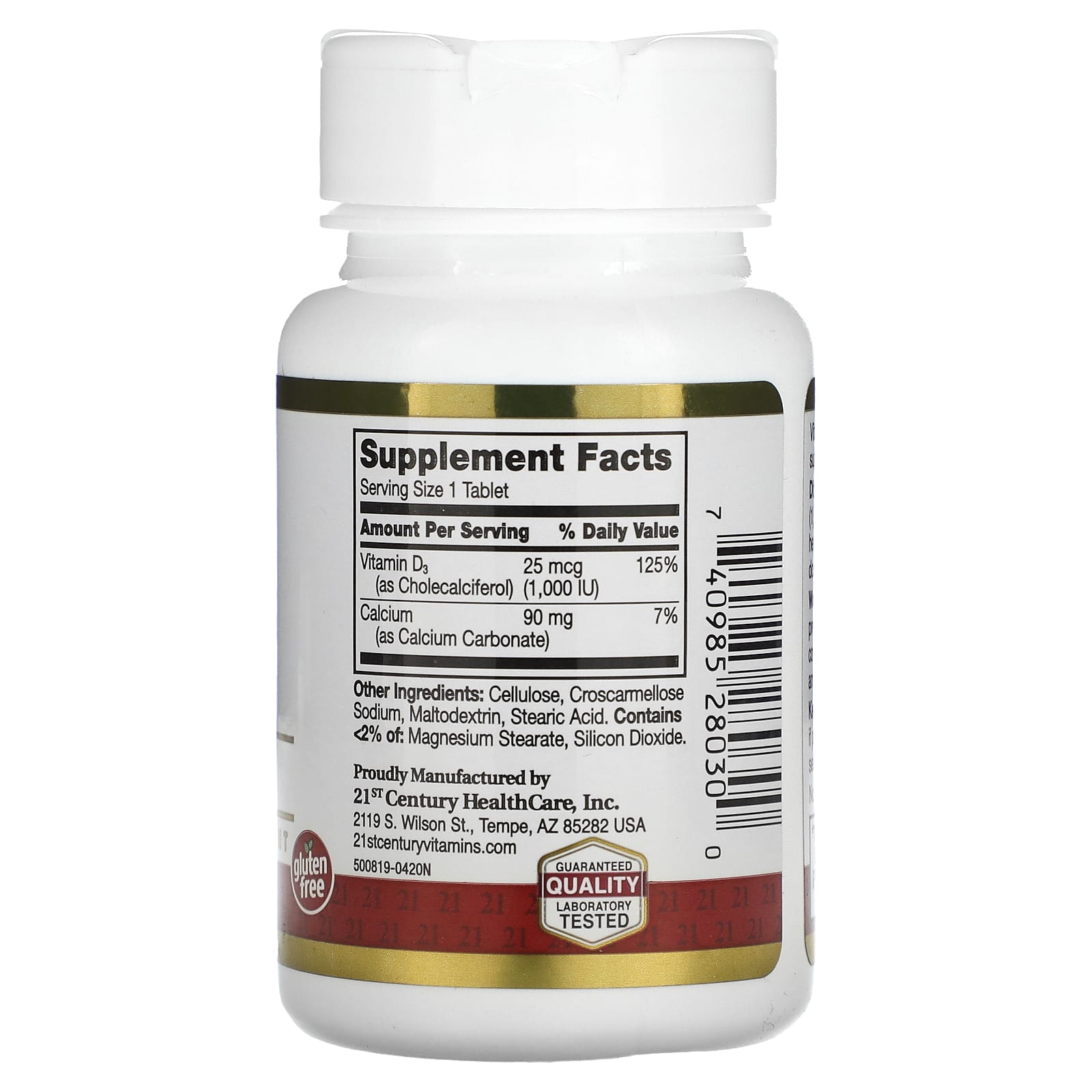 21st Century Vitamin D3 25 mcg (1,000 IU) 60 Tablets for Strong Bones & Immune Support - Image 2