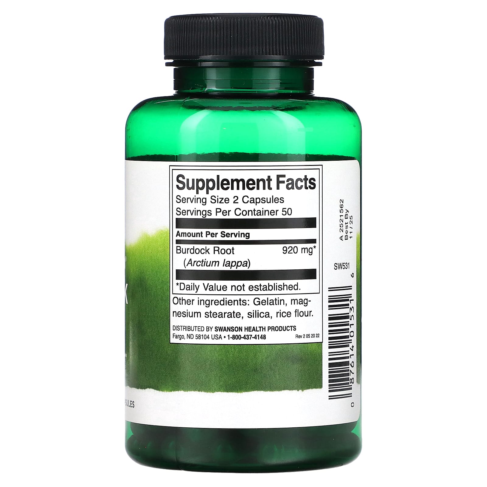Swanson, Full Spectrum Burdock Root, 460 mg, 100 Capsules - Image 2