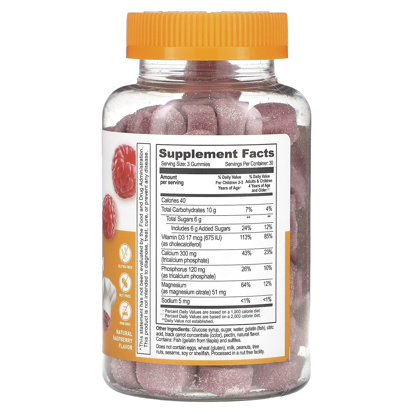 Lifeable, Kids Calcium Magnesium + Vitamin D3 Gummies, Natural Raspberry, 90 Gummies - Image 2
