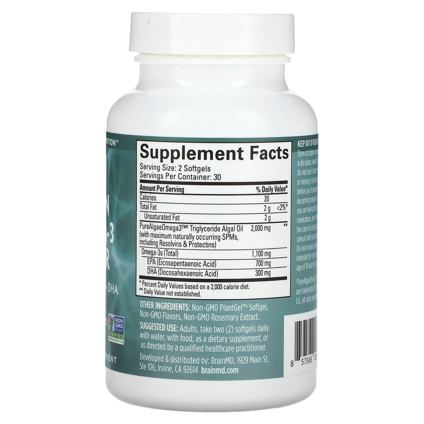 Vegan Omega-3 Power from BrainMD - 60 Plant-Based Softgels - Image 2