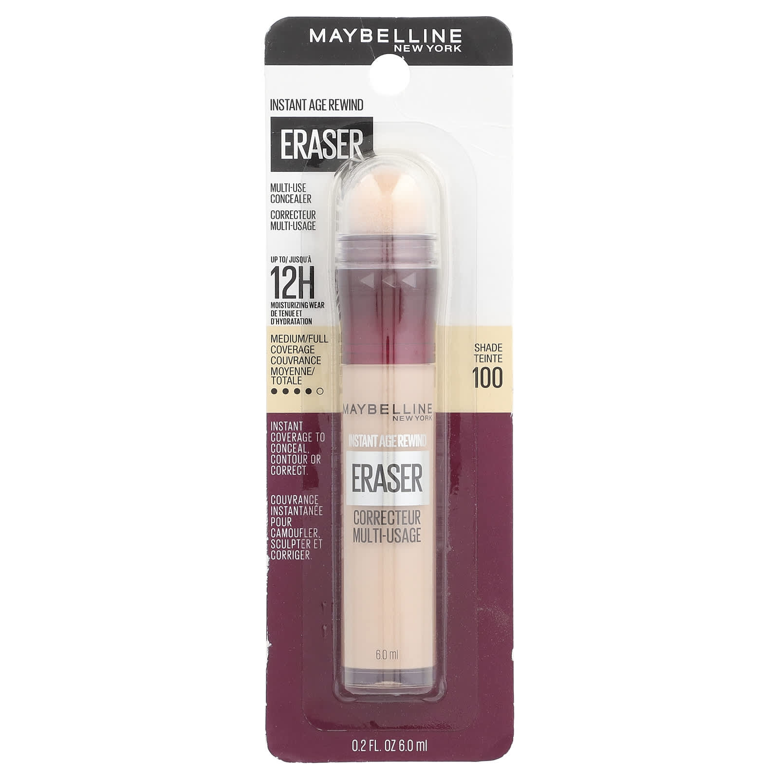 Maybelline, Instant Age Rewind, Eraser, Multi-Use Concealer, 100 Ivory, 0.2 fl oz (6 ml) - Image 2