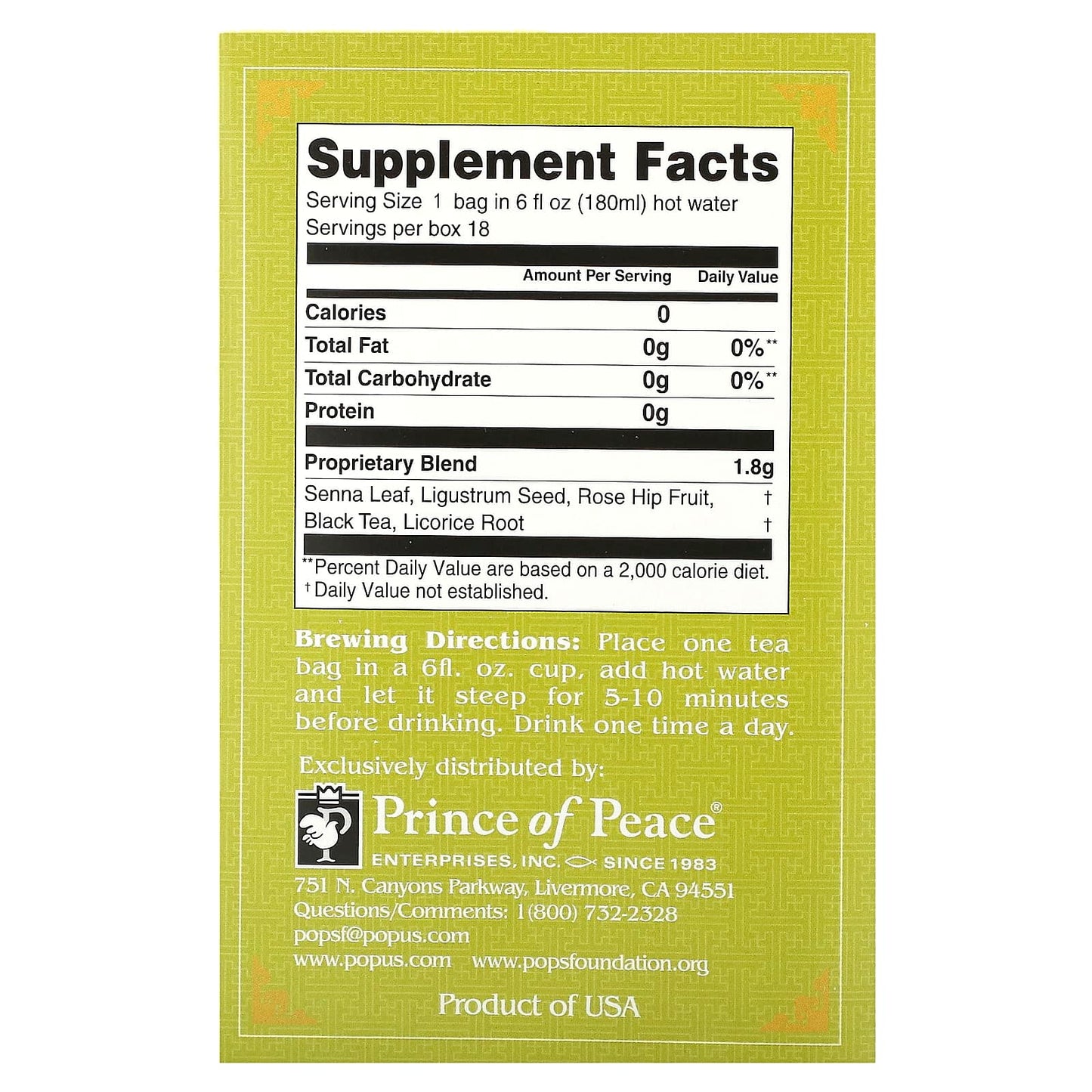 Prince of Peace, Herbal Tea, Detox, 18 Tea Bag,  1.14 oz (32.4 g) - Image 2