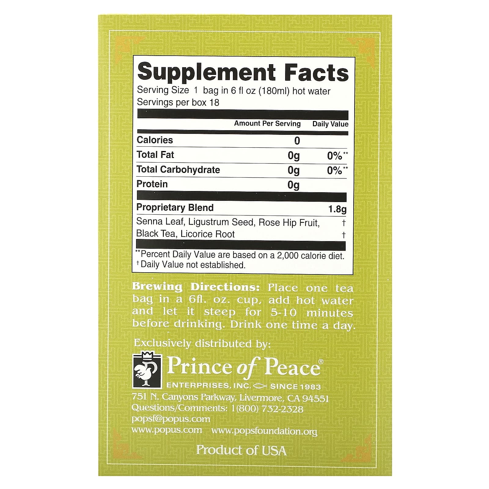 Prince of Peace, Herbal Tea, Detox, 18 Tea Bag,  1.14 oz (32.4 g) - Image 2