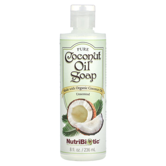 NutriBiotic, Pure Coconut Oil Soap, Unscented, 8 fl oz (236 ml) - Image 1