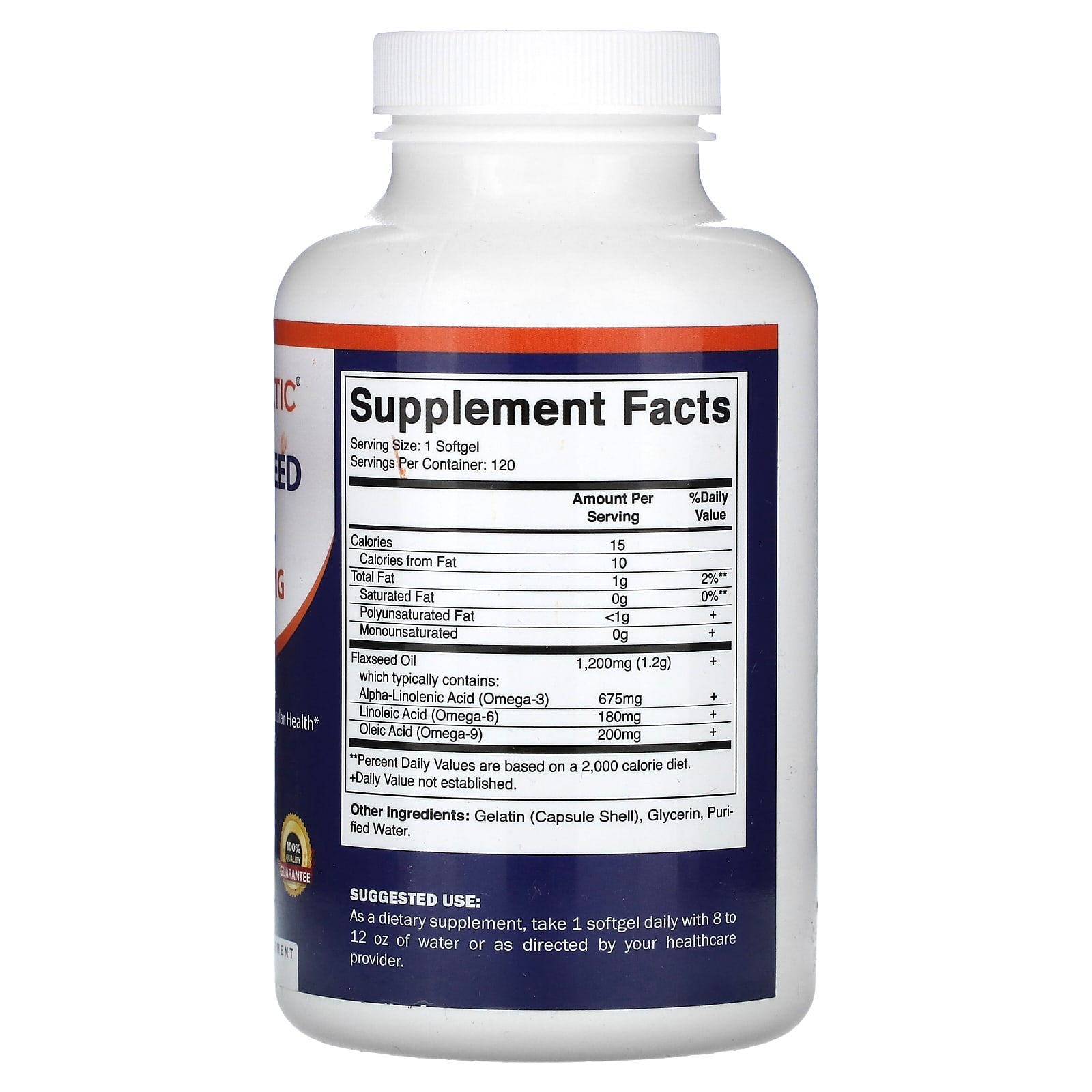 Vitamatic, Flaxseed Oil, 1,200 mg, 120 Softgels - Image 2