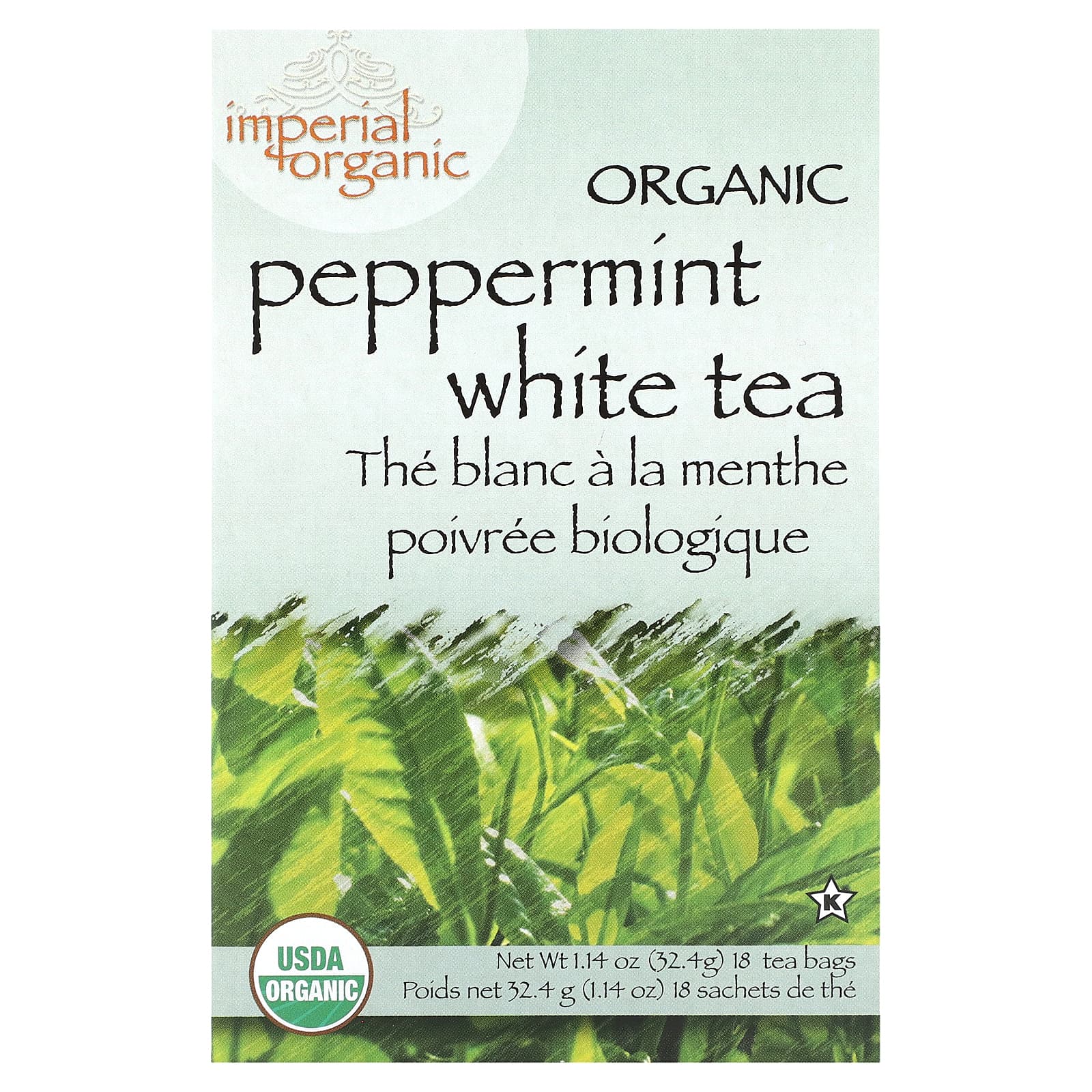 Uncle Lee's Tea, Imperial Organic, Peppermint White Tea, 18 Tea Bags, 1.14 oz (32.4 g) - Image 1