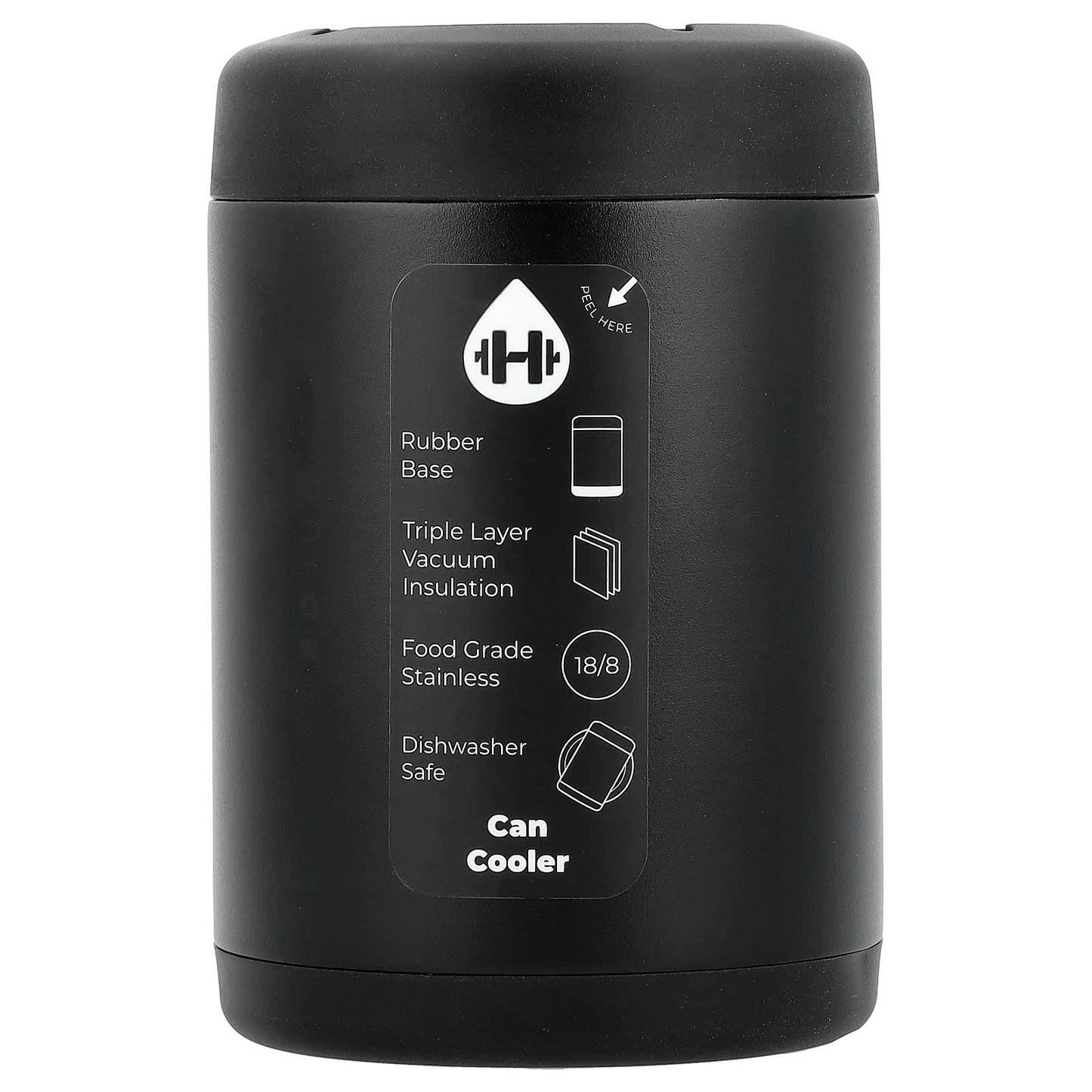 Insulated Can Cooler by HydroJug - 12 oz, Black Stainless - Image 1