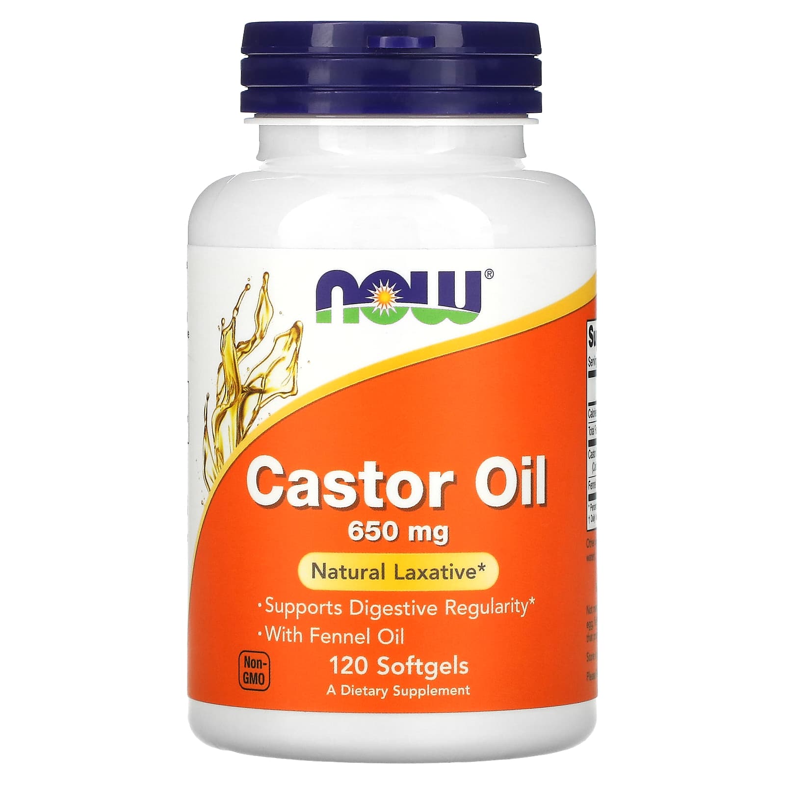 NOW Foods, Castor Oil, 650 mg, 120 Softgels - Image 1