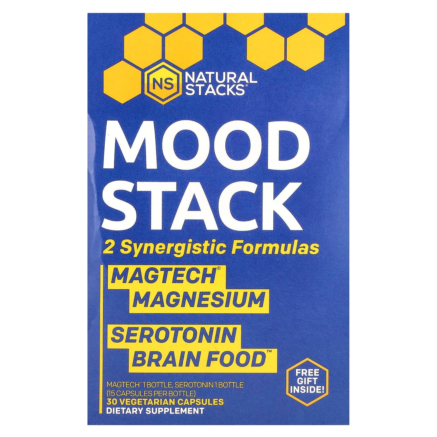 Natural Stacks, Mood Stack, 2 Bottles, 15 Vegetarian Capsules Each - Image 1