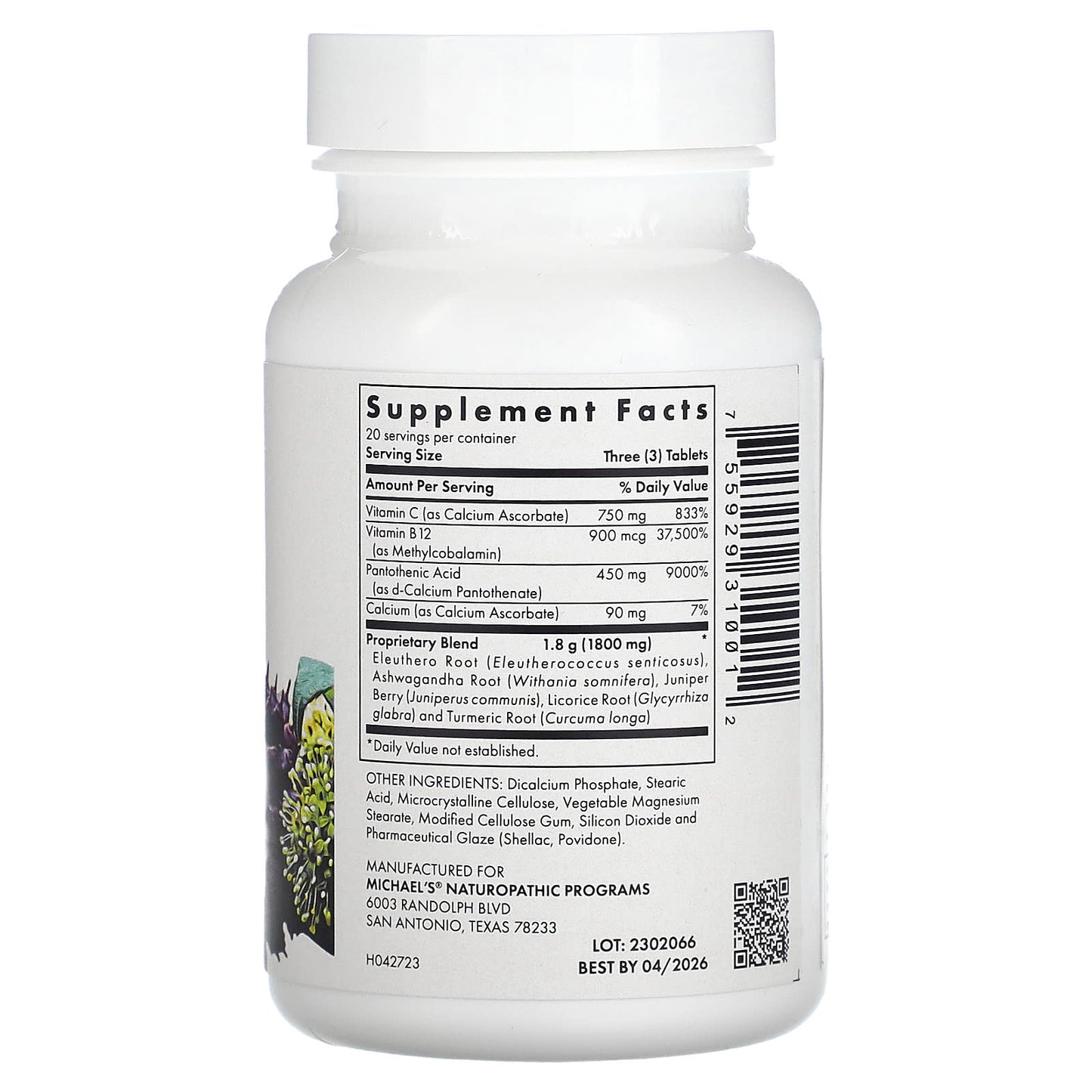 Michael's Health, Stress Adrenal Support, 60 Vegetarian Tablets - Image 2