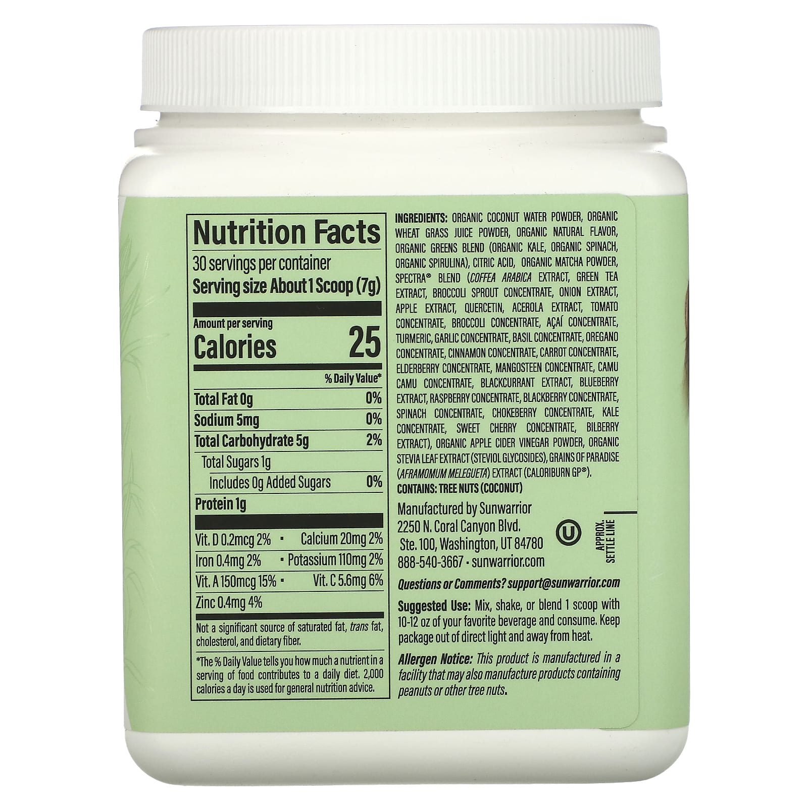 Sunwarrior, Shape, Thermo Greens, Green Apple, 7.4 oz (210 g) - Image 2