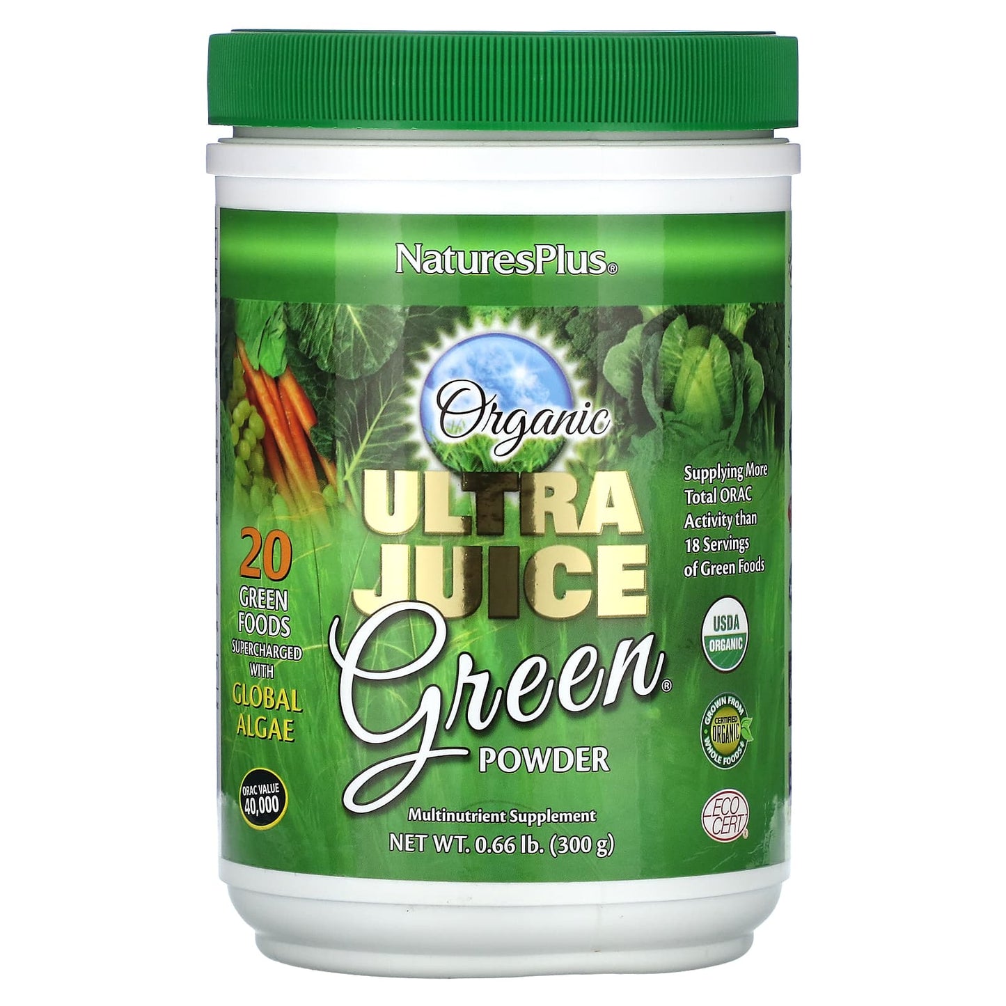 NaturesPlus, Organic Ultra Juice Green Powder, 0.66 lb (300 g) - Image 1