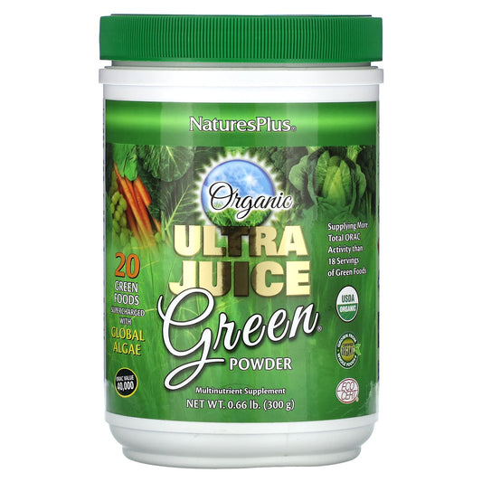 NaturesPlus, Organic Ultra Juice Green Powder, 0.66 lb (300 g) - Image 1