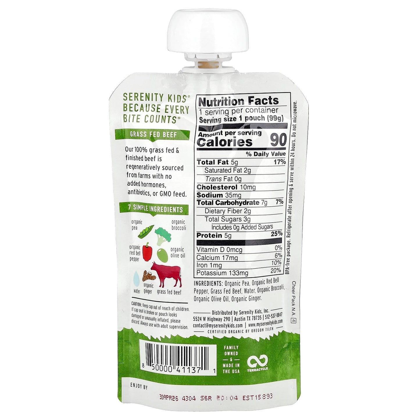 Serenity Kids, Grass Fed Beef + Ginger, 6+ Months, 3.5 oz (99 g) - Image 2