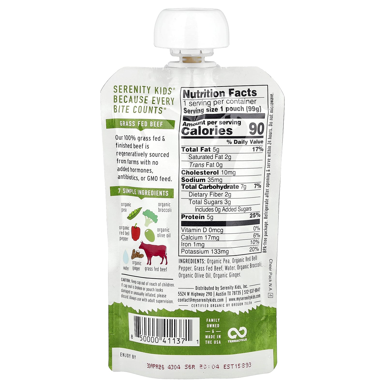 Serenity Kids, Grass Fed Beef + Ginger, 6+ Months, 3.5 oz (99 g) - Image 2