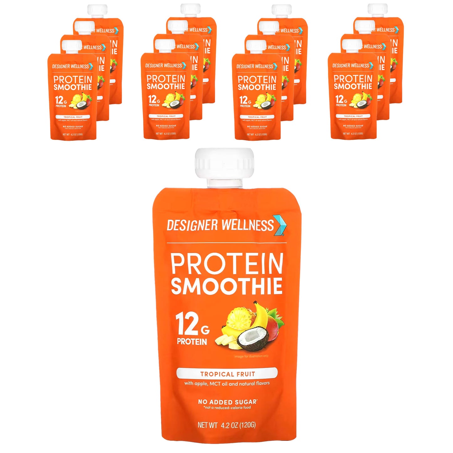 Tropical Fruit Protein Smoothie Packs by Designer Wellness, 12g Protein, 12ct - Image 1