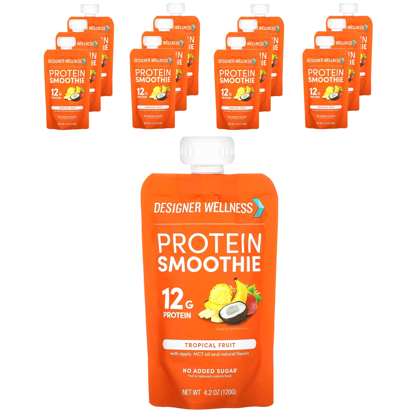 Tropical Fruit Protein Smoothie Packs by Designer Wellness, 12g Protein, 12ct - Image 1