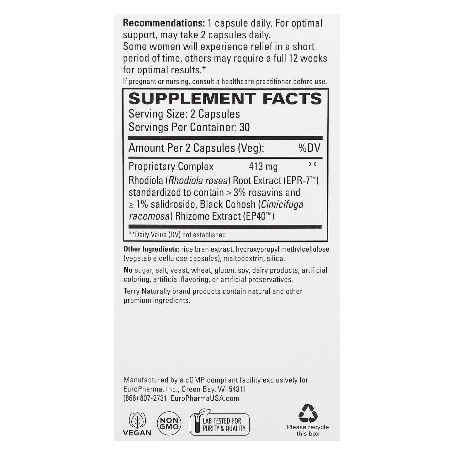 Terry Naturally, Menopause Relief Plus, 60 Capsules - Image 2