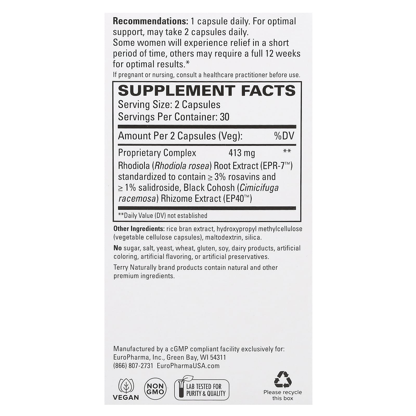 Terry Naturally, Menopause Relief Plus, 60 Capsules - Image 2