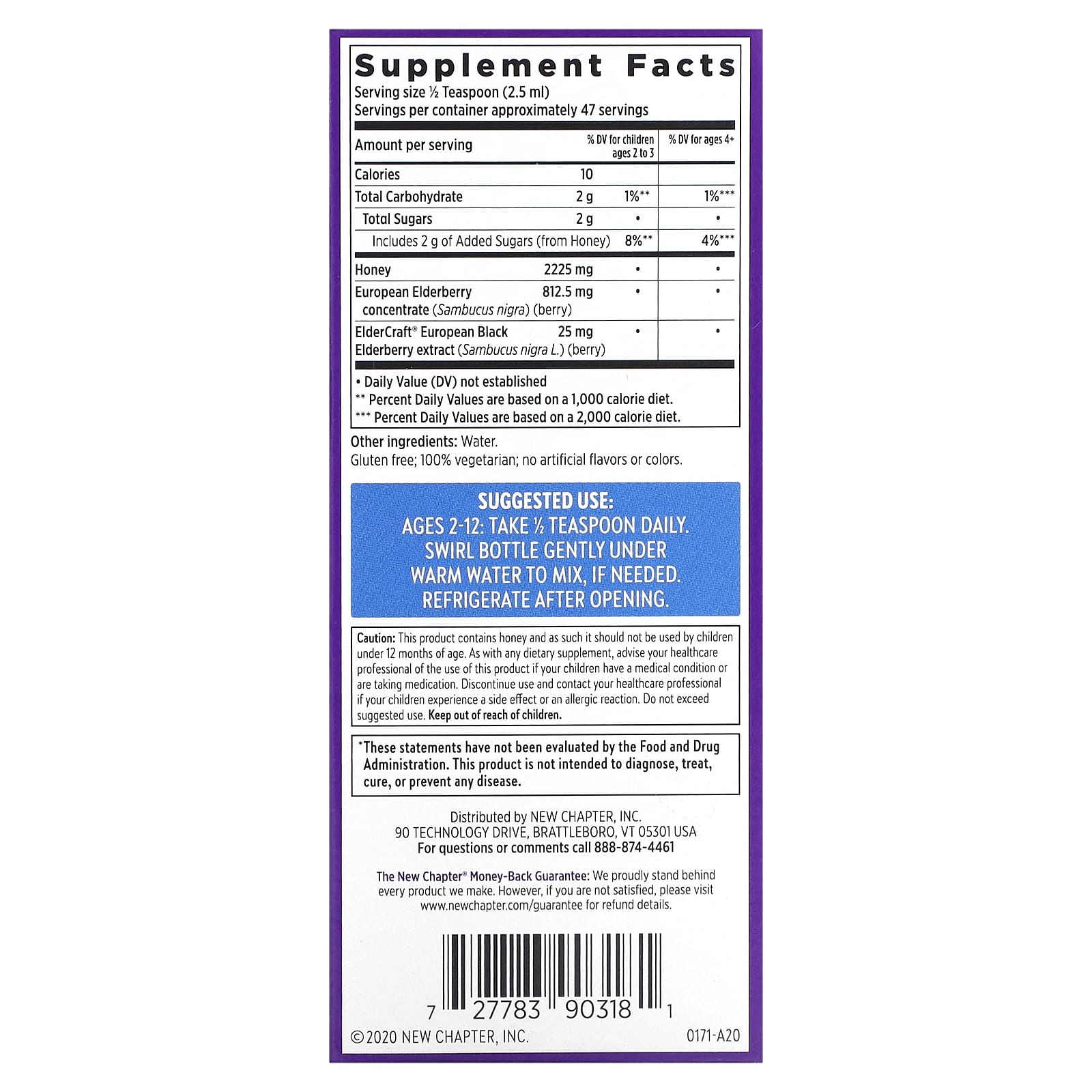 New Chapter, Kids, Elderberry Syrup + Honey, Ages 2+, 4 fl oz (118 ml) - Image 2