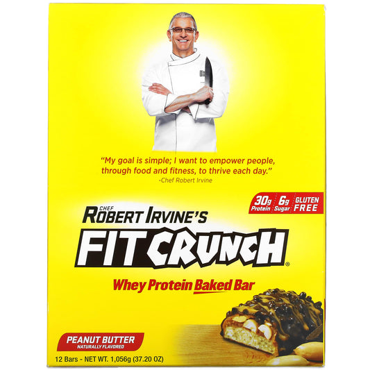 FITCRUNCH Peanut Butter Protein Baked Bars, 12 Count, 3.10 oz Each - Image 1