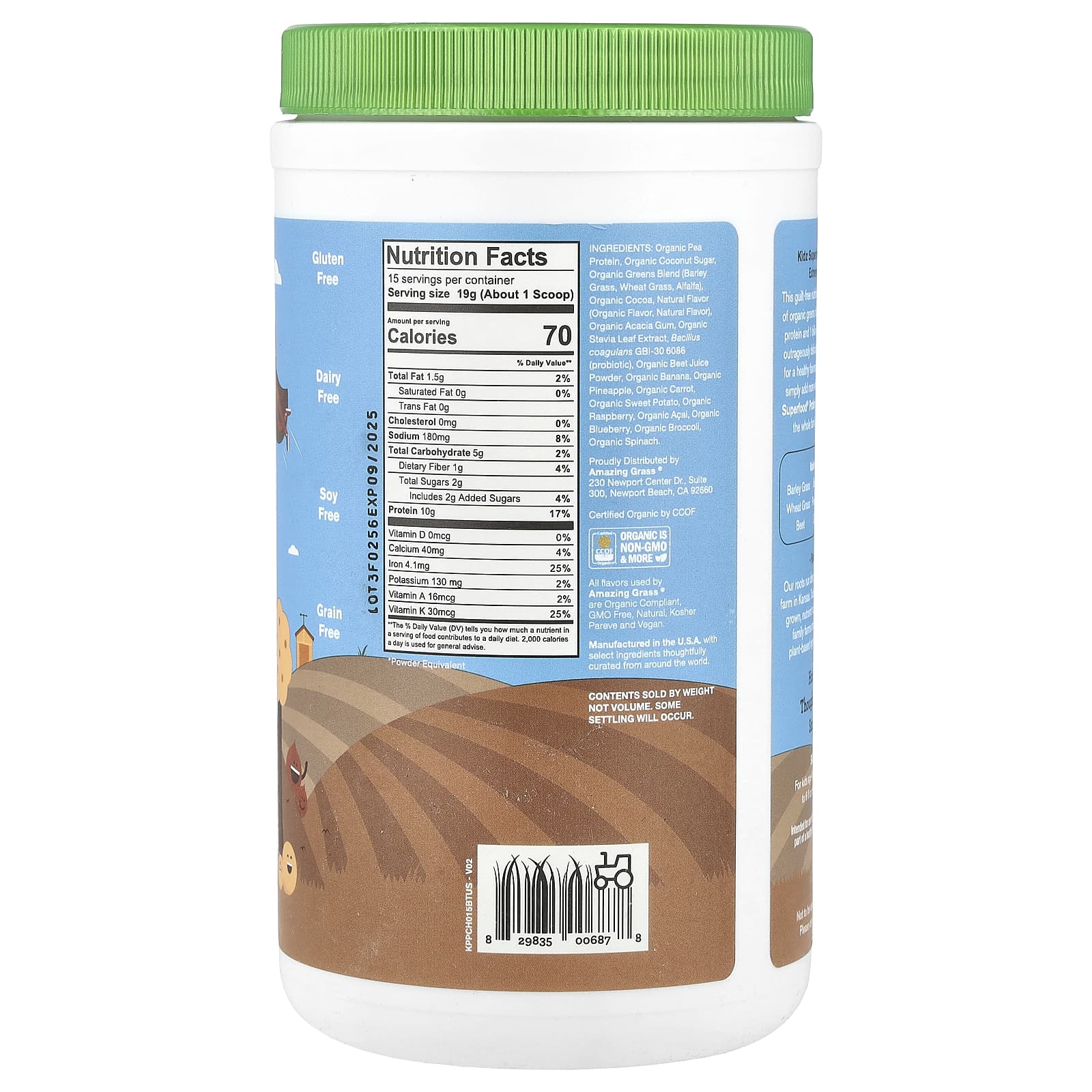 Amazing Grass, Kidz Superfood®, Protein + Probiotics, Extreme Chocolate, 10 oz (285 g)