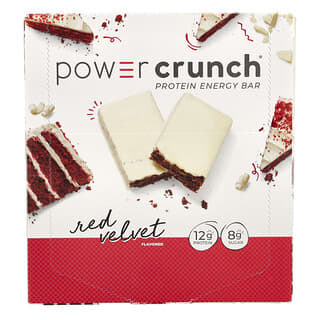 Red Velvet Power Crunch Protein Energy Bars by BNRG - 12g Protein, Low Sugar