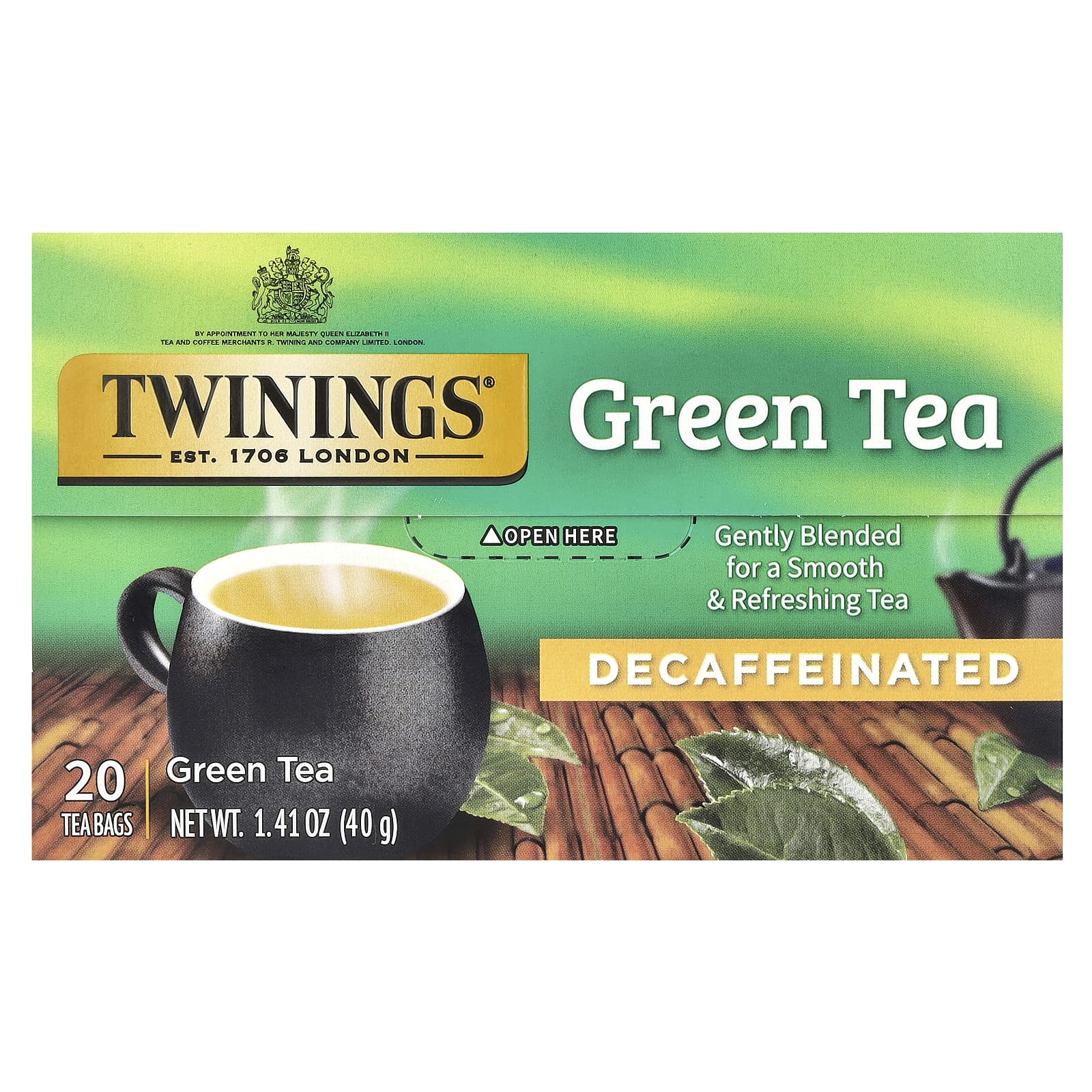 Twinings, Green Tea, Decaffeinated, 20 Tea Bags, 1.41 oz (40 g) - Image 1