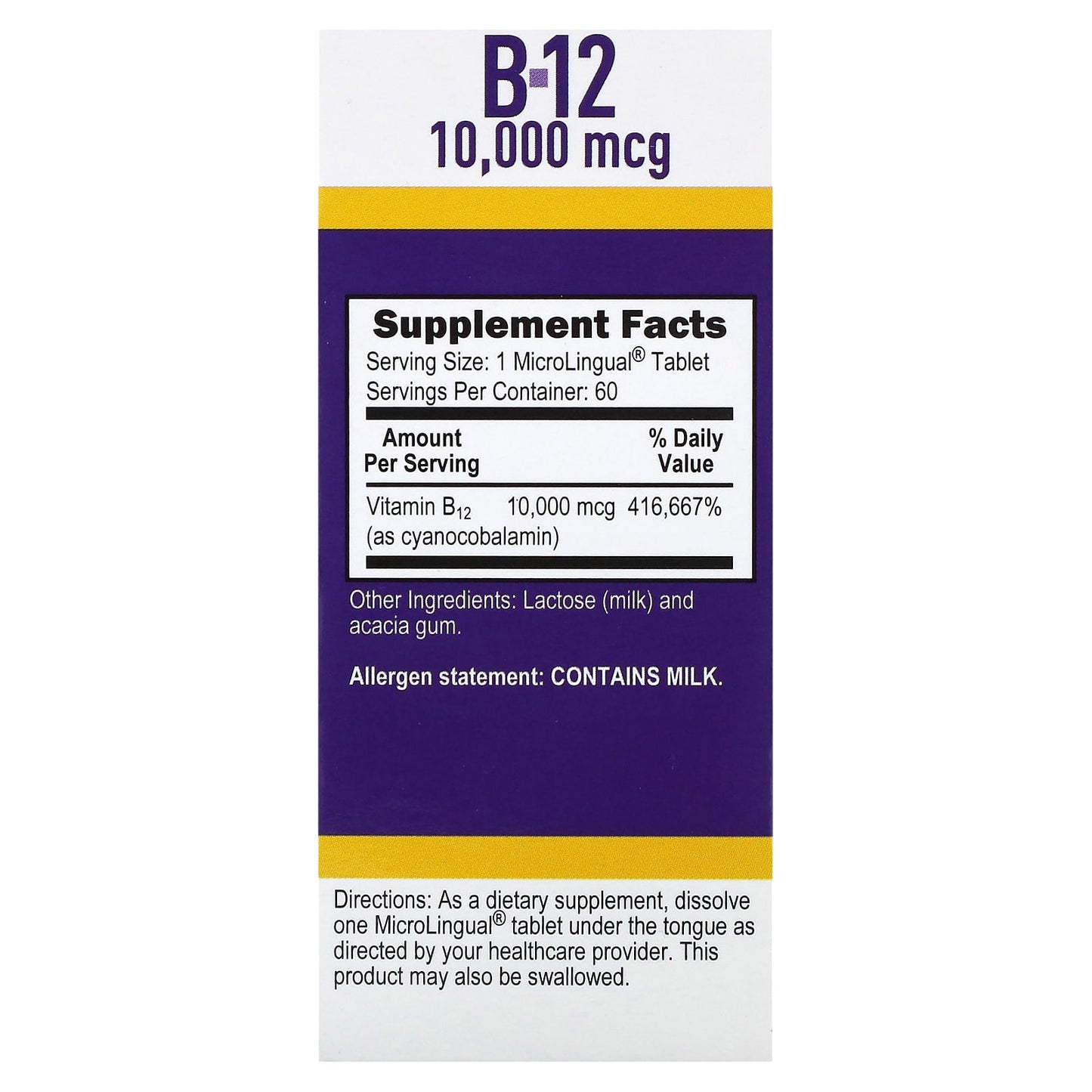 Superior Source, Cyanocobalamin B-12, 10,000 mcg, 60 MicroLingual Instant Dissolve Tablets - Image 2