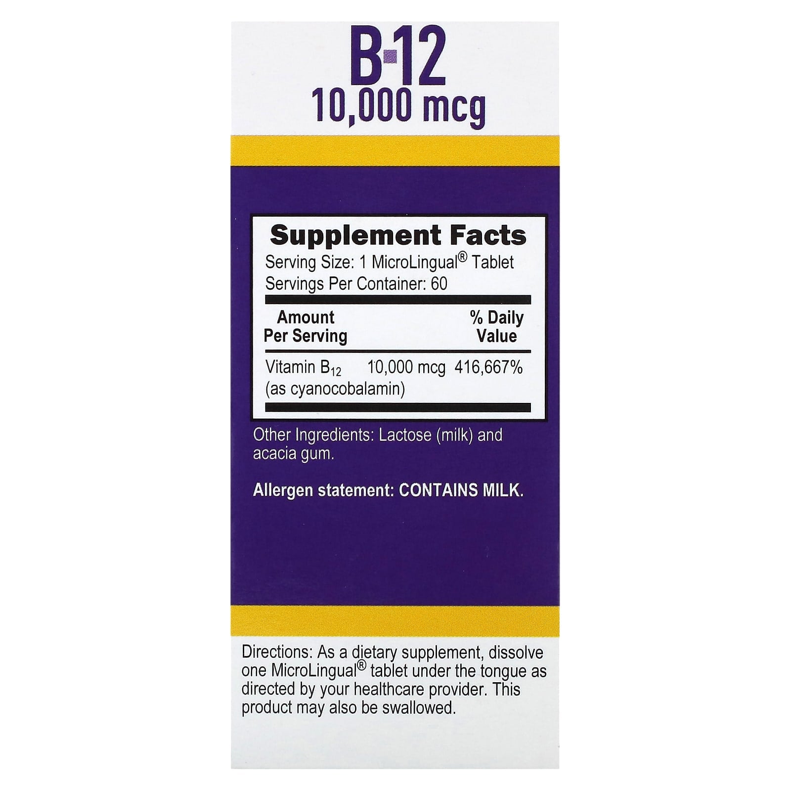 Superior Source, Cyanocobalamin B-12, 10,000 mcg, 60 MicroLingual Instant Dissolve Tablets - Image 2