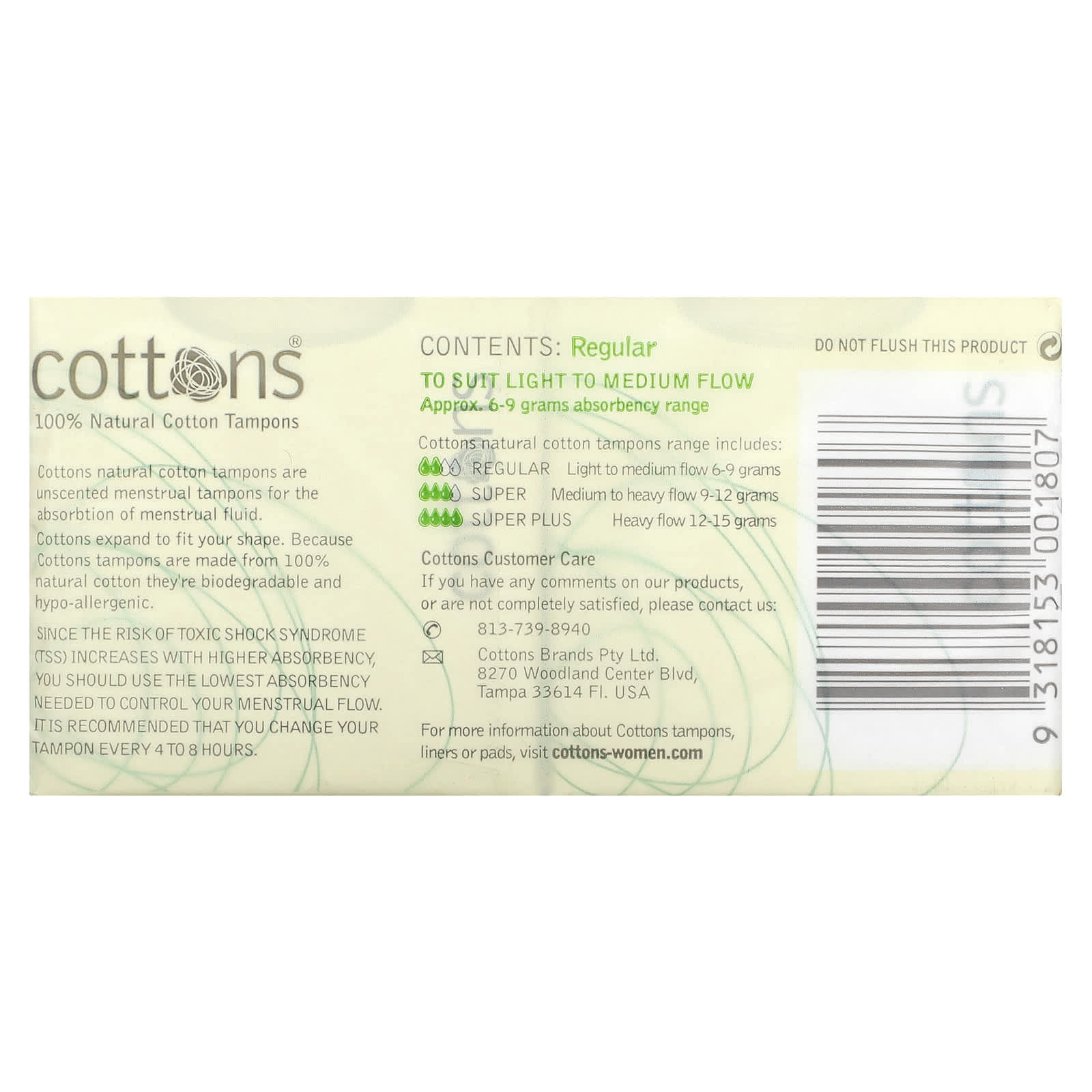 Natural Cotton Menstrual Tampons by Cottons - Unscented & Hypo-Allergenic - Image 2
