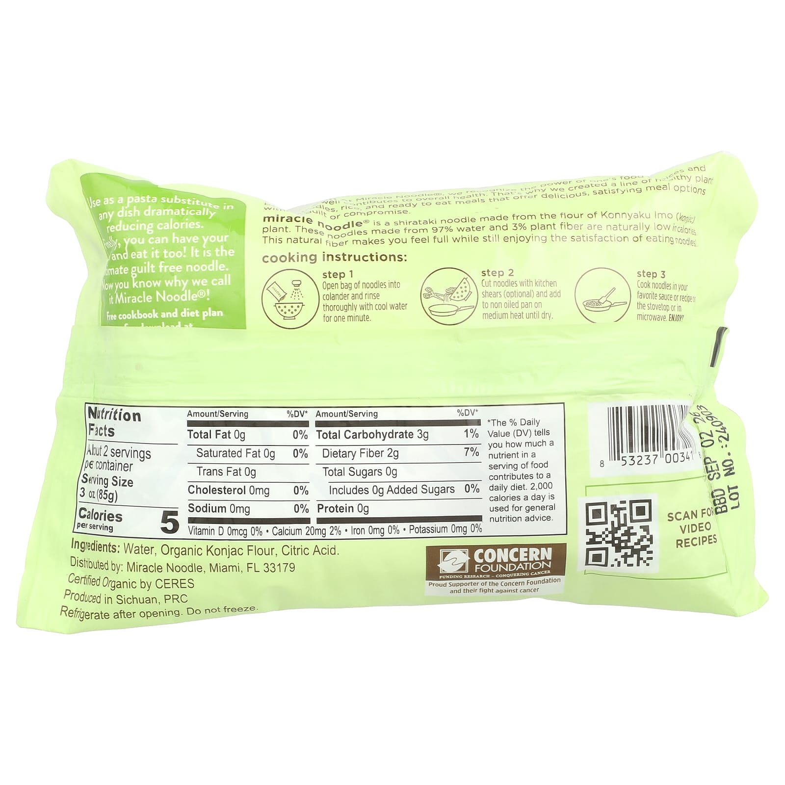 Miracle Noodle, Organic Spaghetti Style Noodle, 7 oz (200 g)