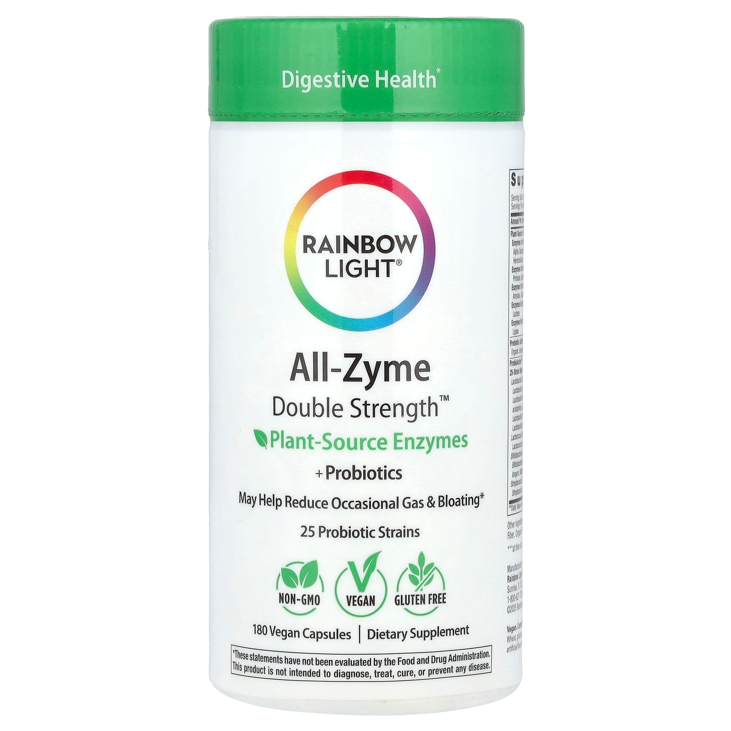 Rainbow Light, All-Zyme, Double Strength™, 180 Vegan Capsules - Image 1