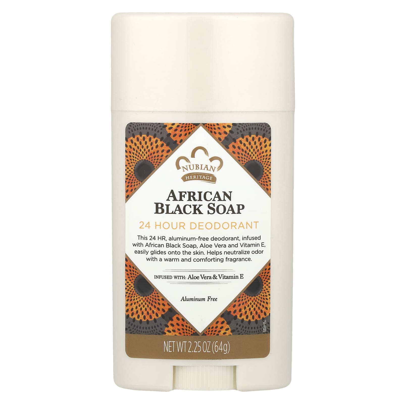 Nubian Heritage, 24 Hour Deodorant, African Black Soap, 2.25 oz (64 g) - Image 1