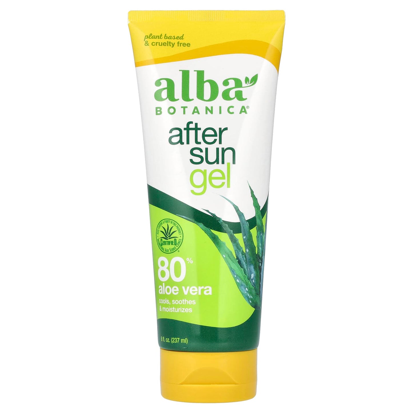 Alba Botanica After Sun Gel with 80% Aloe Vera - Soothe & Moisturize Damaged Skin - Image 1