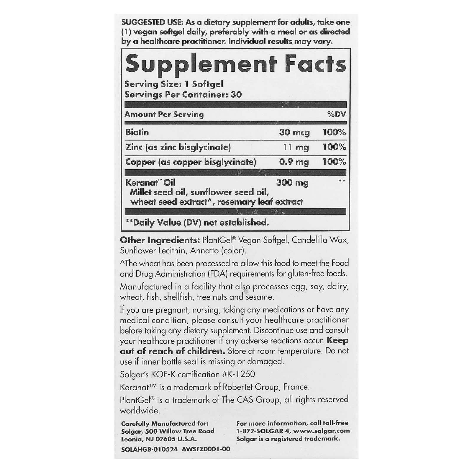 Solgar, Age-Defying Nutrition, Hair Growth, 30 Vegan Softgels - Image 2