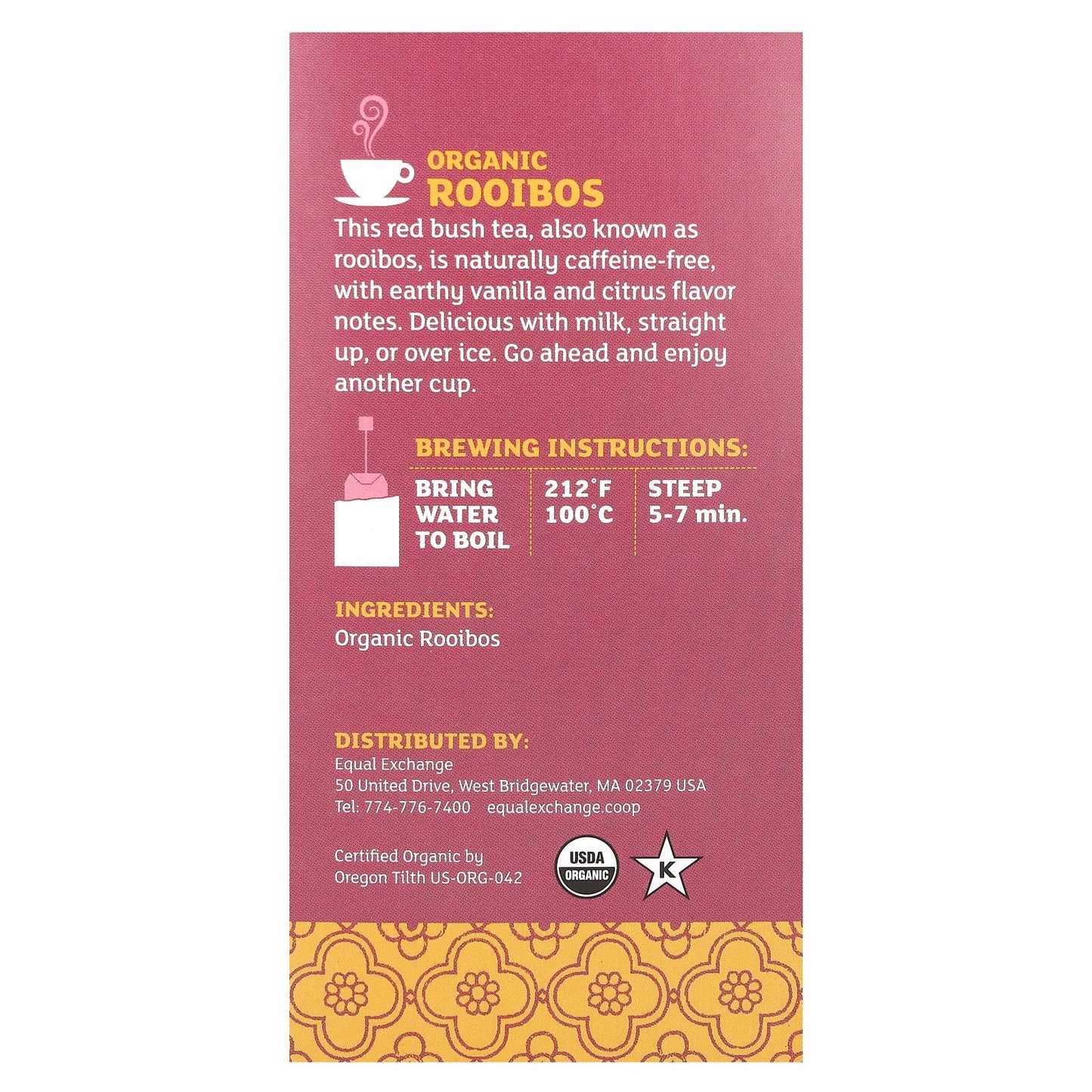 Organic Rooibos Tea, Caffeine Free, USDA Organic, Fair Trade - Image 2