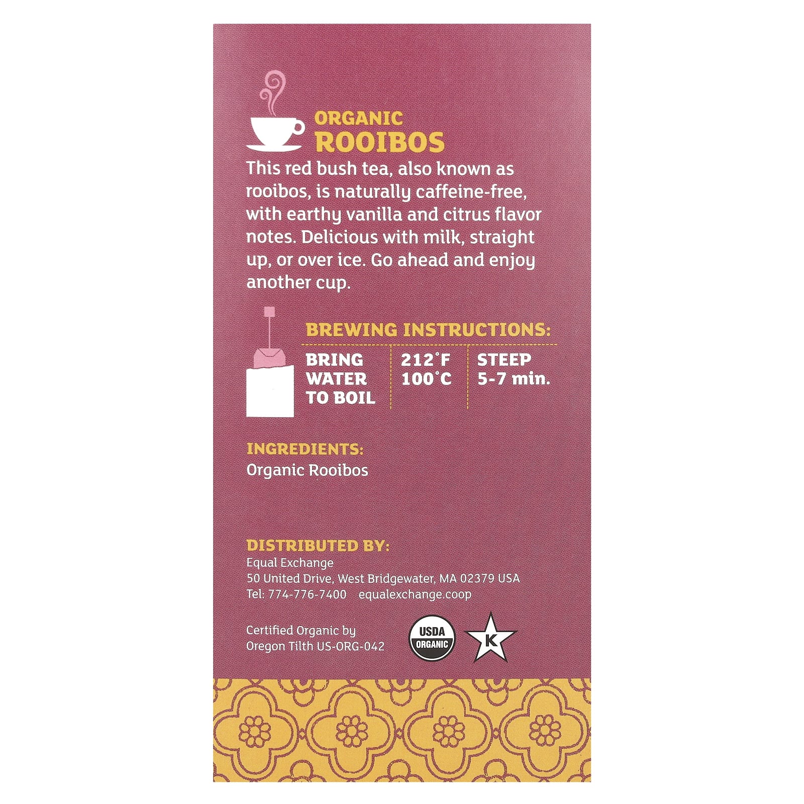 Organic Rooibos Tea, Caffeine Free, USDA Organic, Fair Trade - Image 2