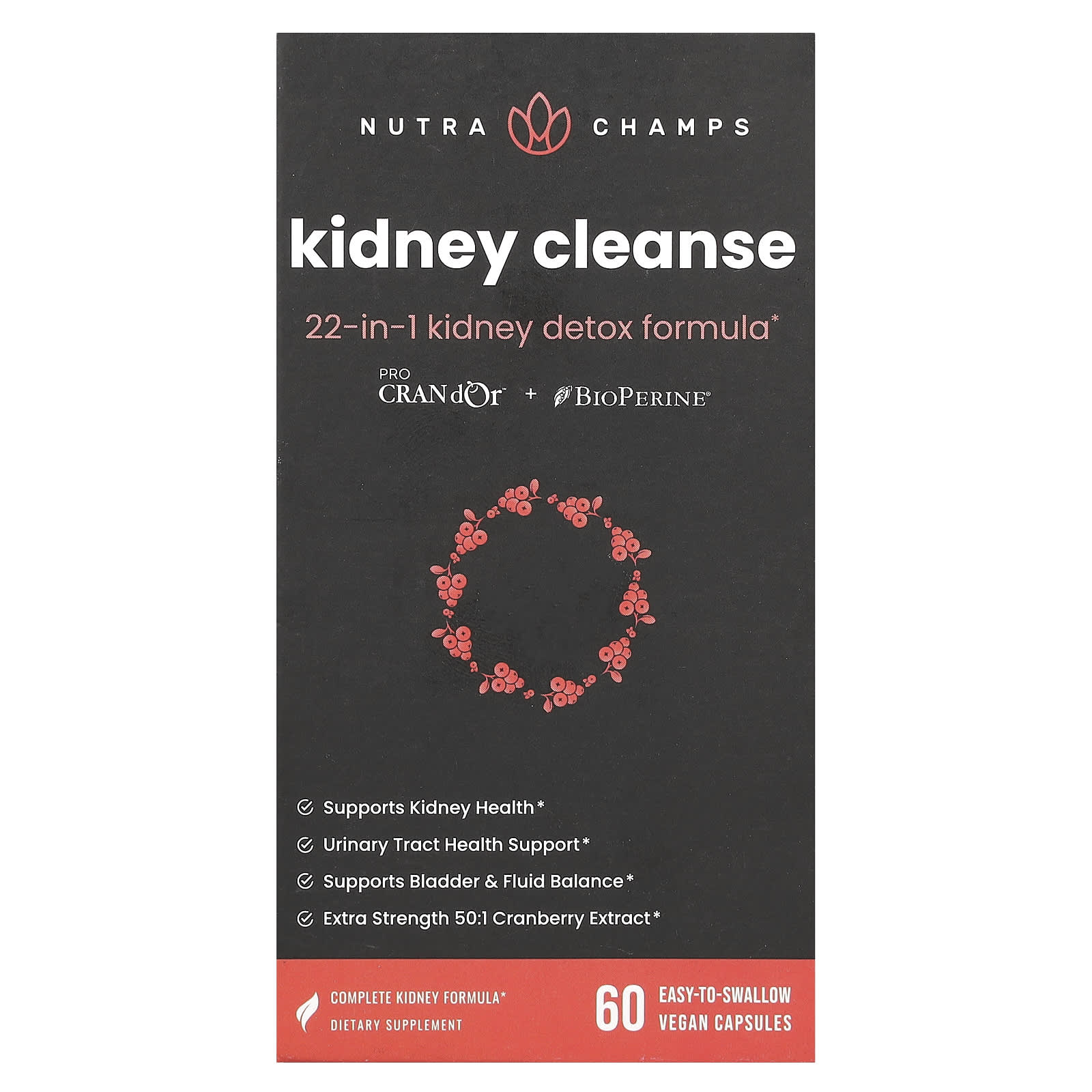 NutraChamps, Kidney Cleanse, 60 Easy-To-Swallow Vegan Capsules - Image 1