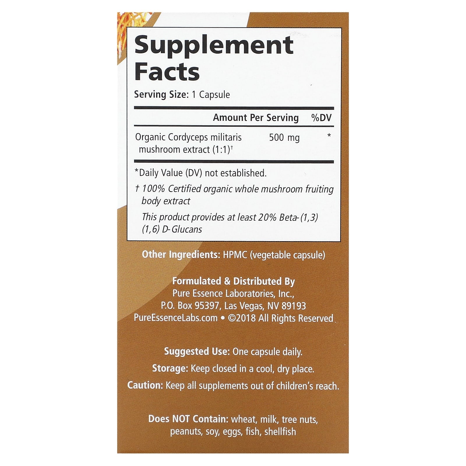 Pure Essence, MyPure, Cordyceps, 500 mg, 30 Vegi-Caps - Image 2