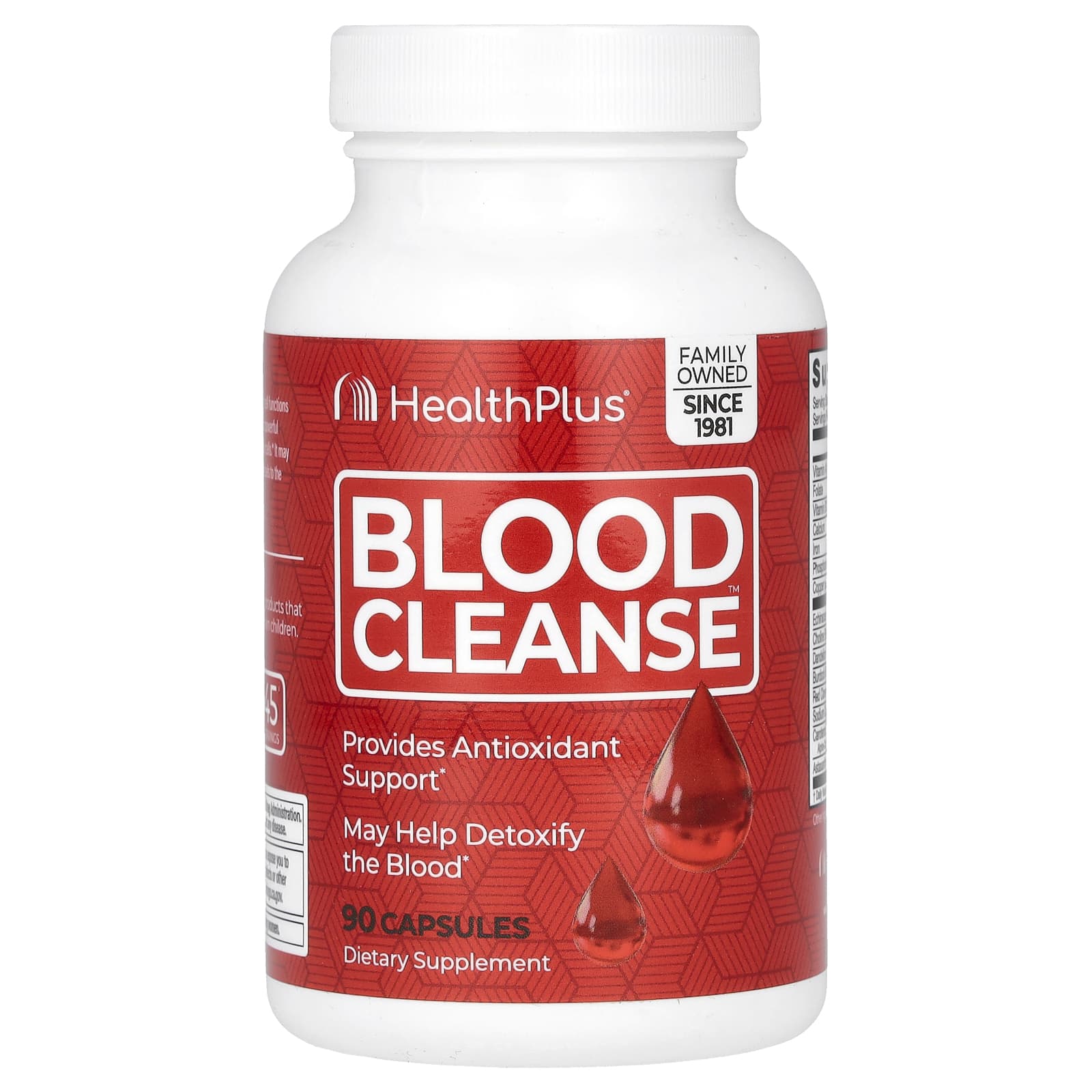 Health Plus Blood Cleanse 90 Capsules, Gluten Free, Antioxidant Support - Image 1