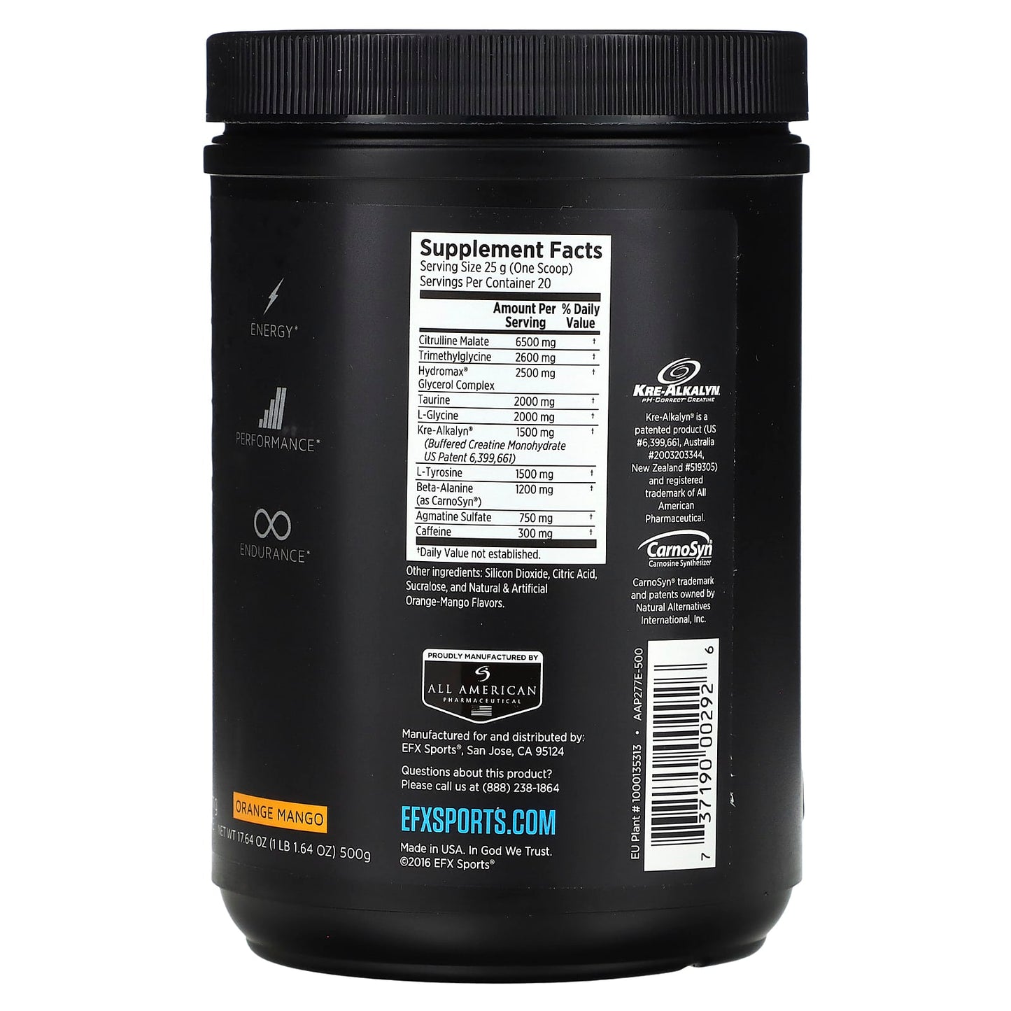 EFX Sports Training Ground PRE Orange Mango Pre-Workout Energy Boost - Image 2