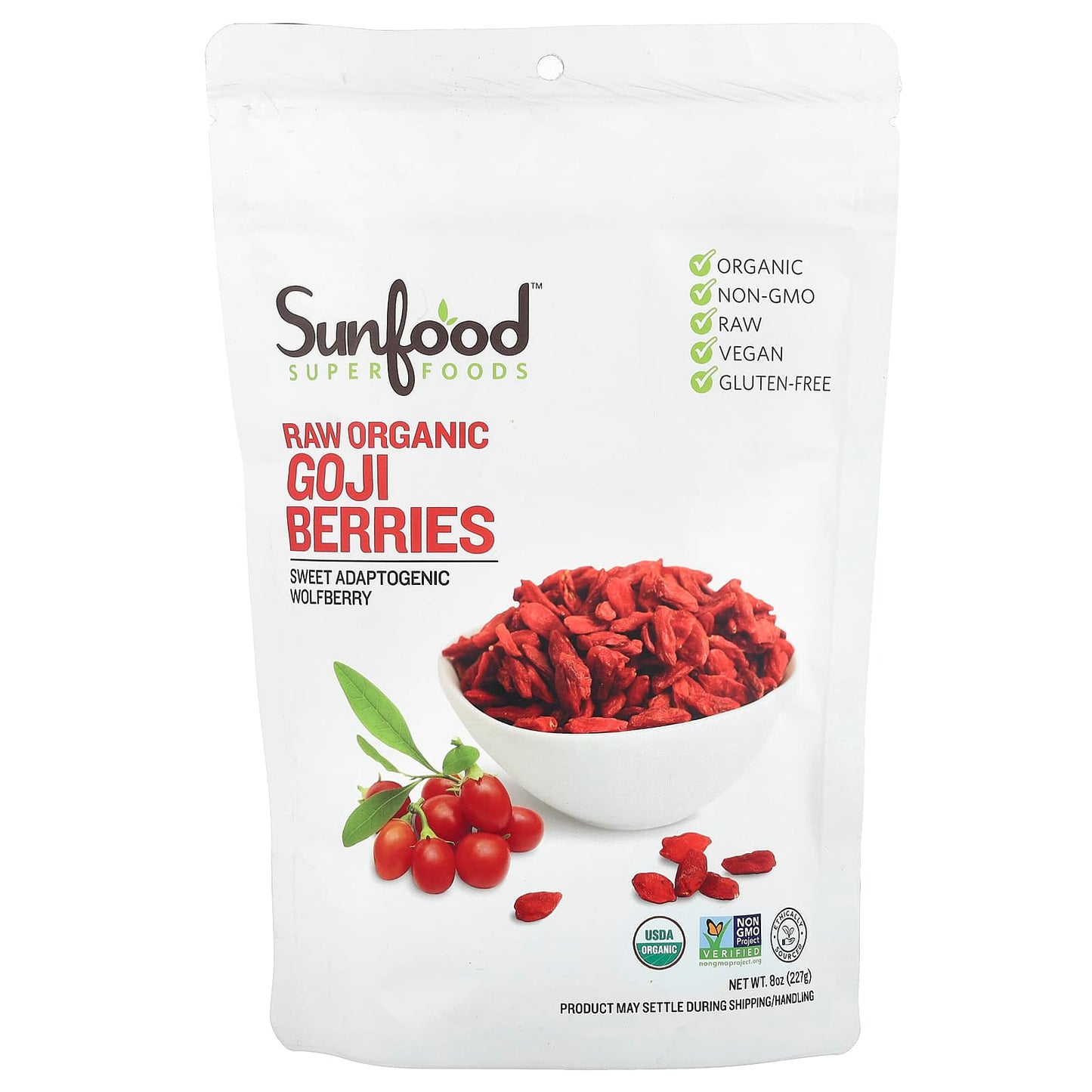 Sunfood, Raw Organic Goji Berries, 8 oz (227 g) - Image 1
