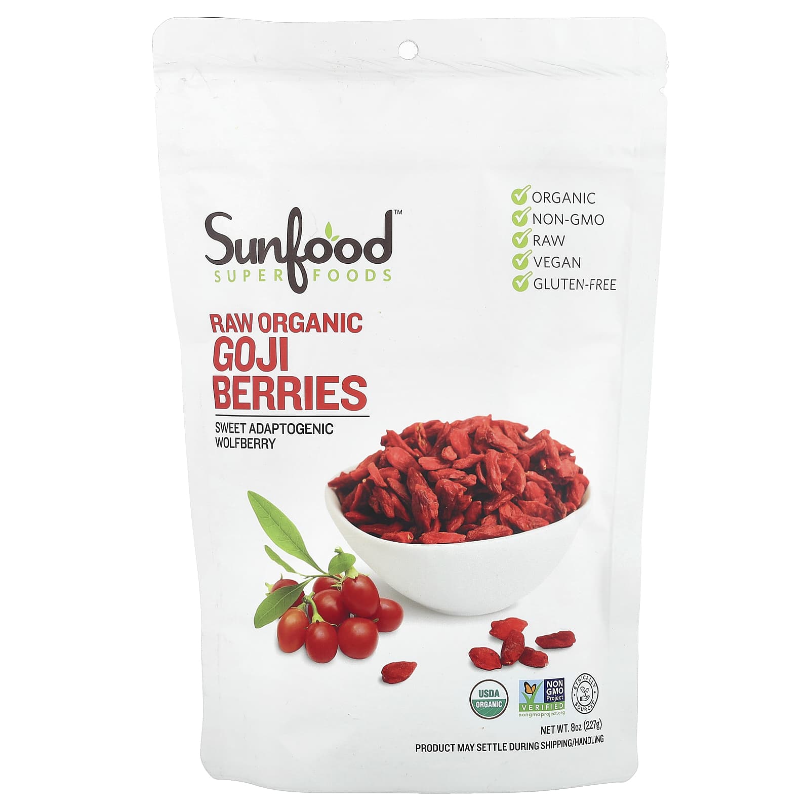 Sunfood, Raw Organic Goji Berries, 8 oz (227 g) - Image 1