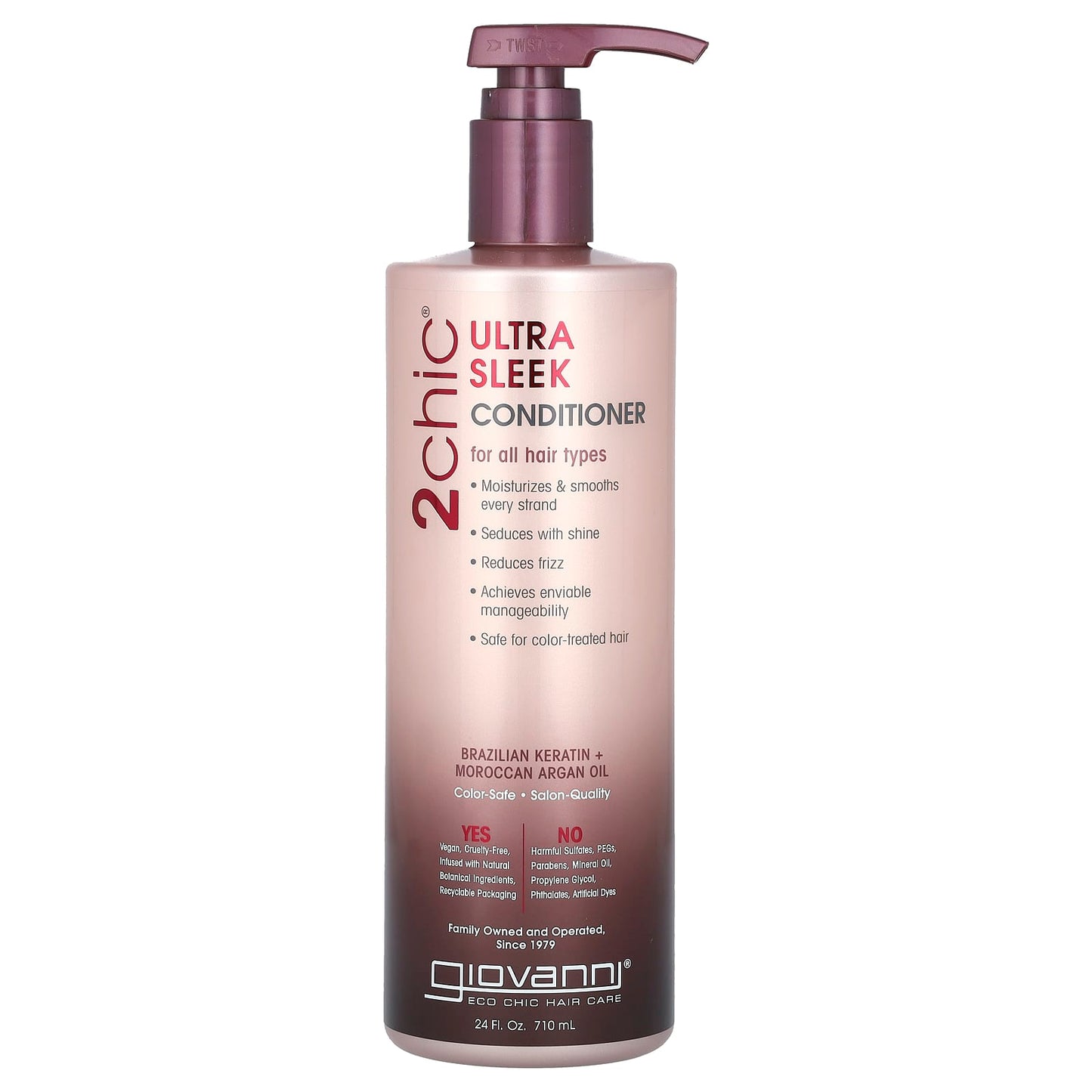 Giovanni Ultra Sleek Conditioner, Brazilian Keratin + Moroccan Argan Oil, 24 fl oz - Image 1
