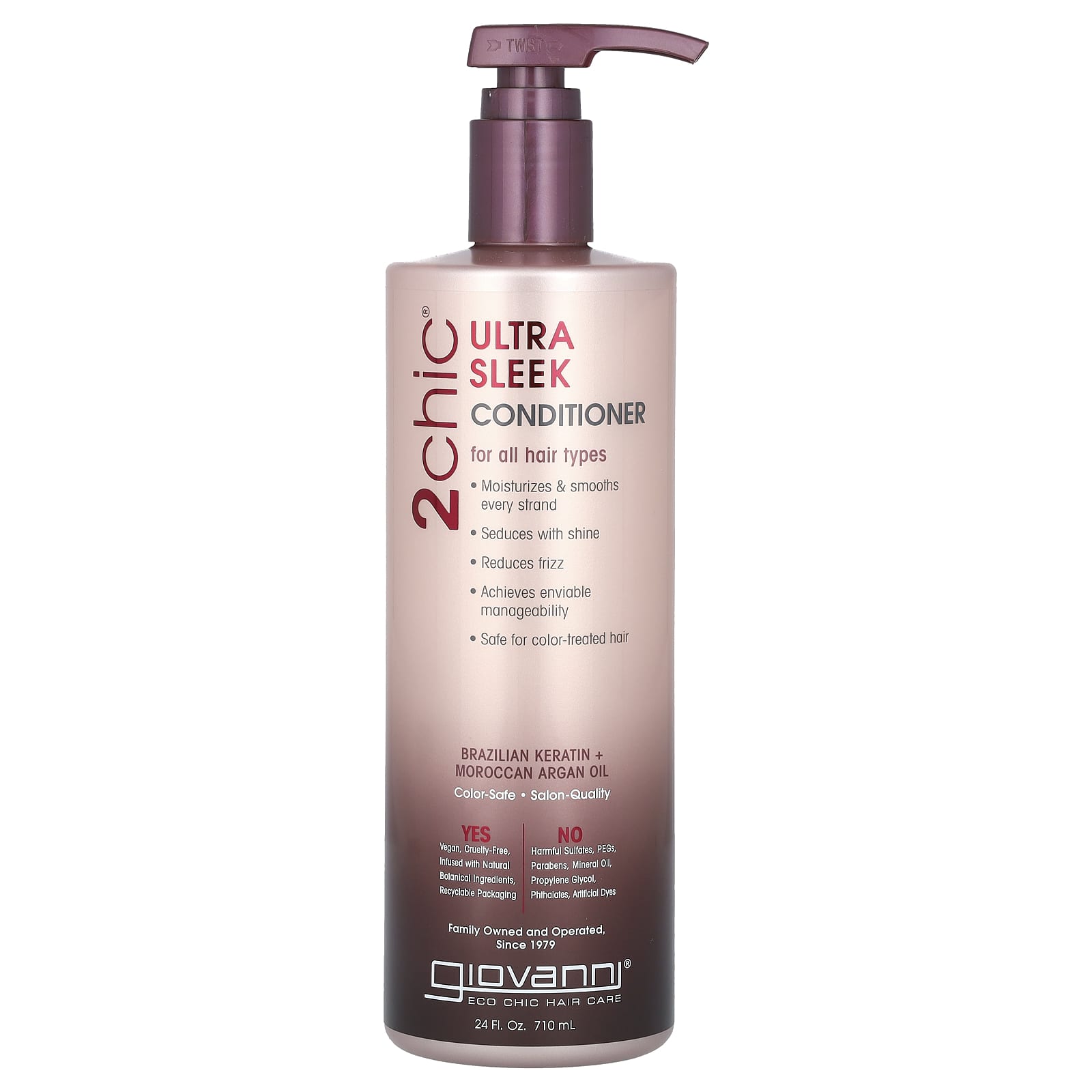 Giovanni Ultra Sleek Conditioner, Brazilian Keratin + Moroccan Argan Oil, 24 fl oz - Image 1